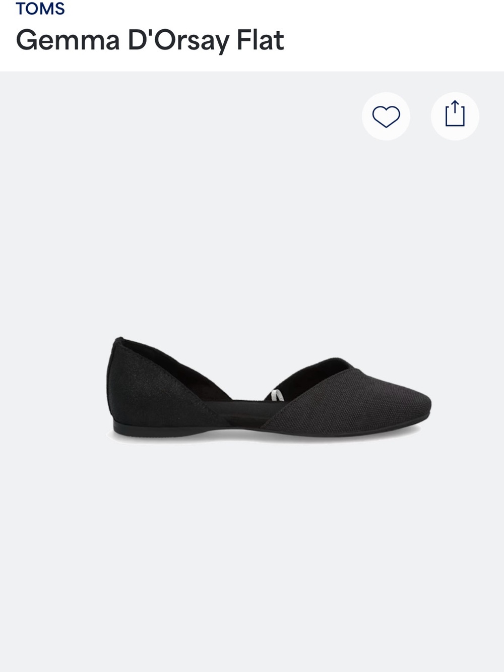 Tom’s Gemma D’Orsay Black Flat Size 9.5 NWT - Picture 2 of 11